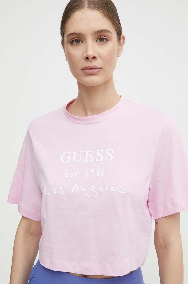 Guess Pamučna majica Guess DAKOTA za žene, boja: ružičasta, V4GI13 JA914