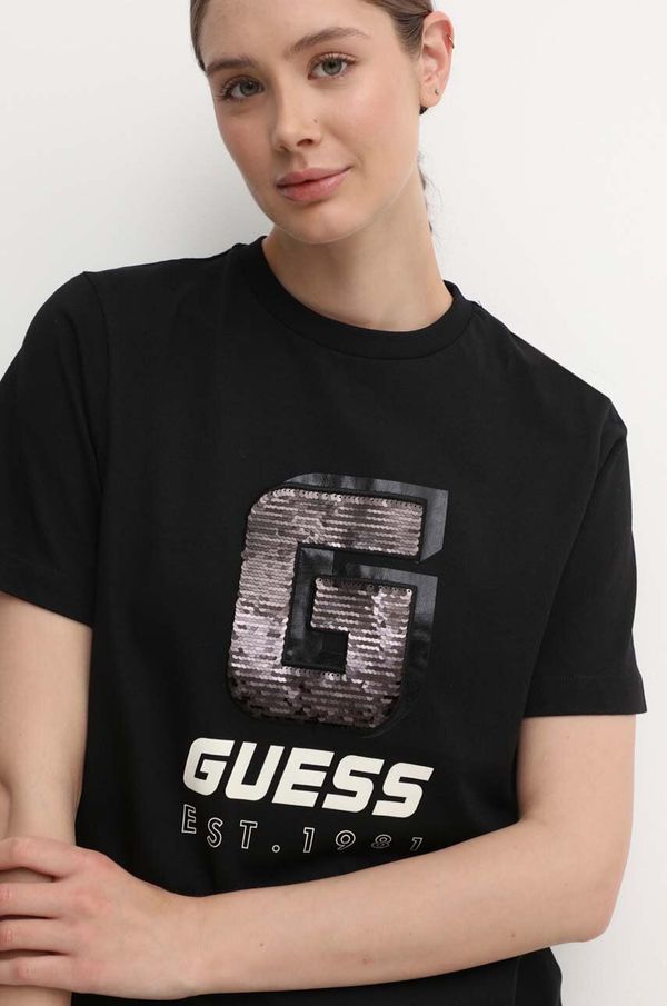 Guess Pamučna majica Guess INS za žene, boja: crna, V4YI07 I3Z14
