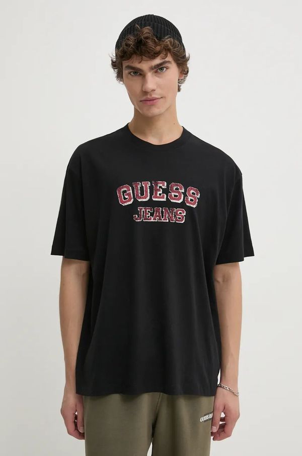 Guess Jeans Pamučna majica Guess Jeans za muškarce, boja: crna, s tiskom, M4BI78 K8FQ4