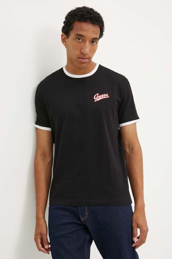 Guess Jeans Pamučna majica Guess Jeans za muškarce, boja: crna, s tiskom, M4YI43 K8FQ4