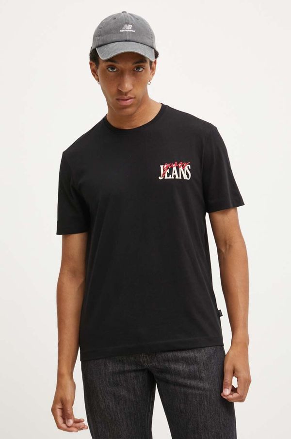 Guess Jeans Pamučna majica Guess Jeans za muškarce, boja: crna, s tiskom, M4YI48 K8FQ4