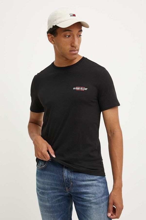 Guess Jeans Pamučna majica Guess Jeans za muškarce, boja: crna, s tiskom, M4YI55 K8HM0