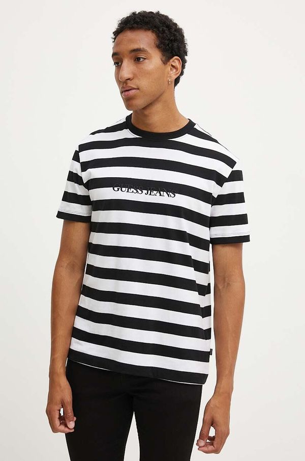 Guess Jeans Pamučna majica Guess Jeans za muškarce, boja: crna, s uzorkom, M4YI84 K9XF1