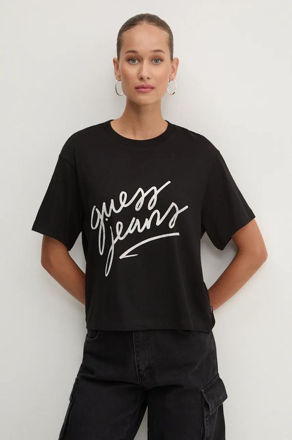 Guess Jeans Pamučna majica Guess Jeans za žene, boja: crna, W4BI54 K8HM0