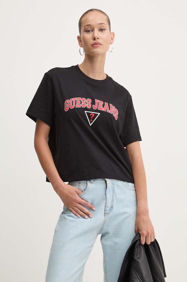 Guess Jeans Pamučna majica Guess Jeans za žene, boja: crna, W4YI06 K8HM0