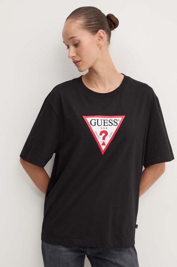 Guess Jeans Pamučna majica Guess Jeans za žene, boja: crna, W4YI76 K8HM0