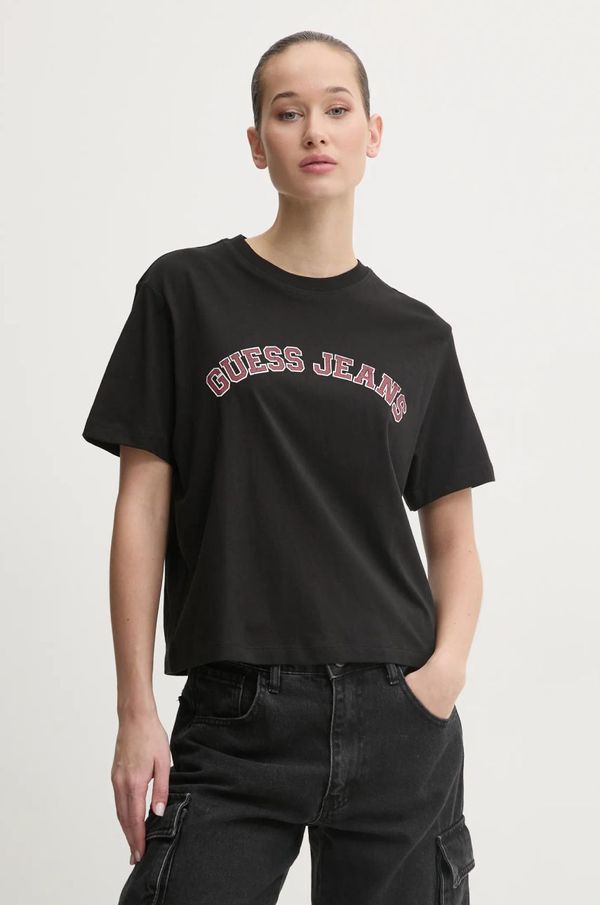 Guess Jeans Pamučna majica Guess Jeans za žene, boja: crna, W5RI41 K8HM0