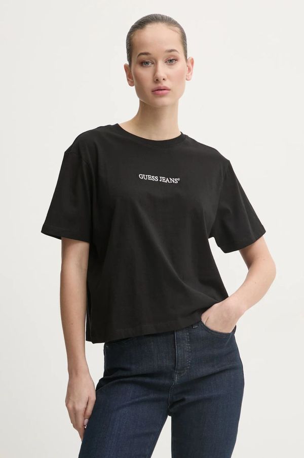 Guess Jeans Pamučna majica Guess Jeans za žene, boja: crna, W5RI42 K8HM0