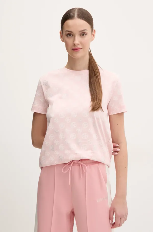 Guess Pamučna majica Guess NOMIE za žene, boja: ružičasta, V4YI04 I3Z14