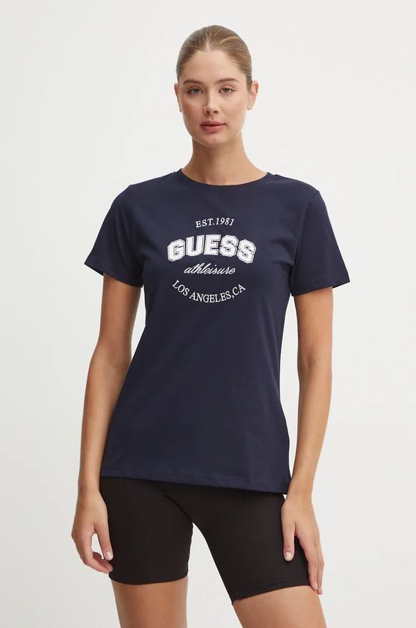 Guess Pamučna majica Guess RAQUELLE za žene, boja: tamno plava, V4BI17 K8FQ4