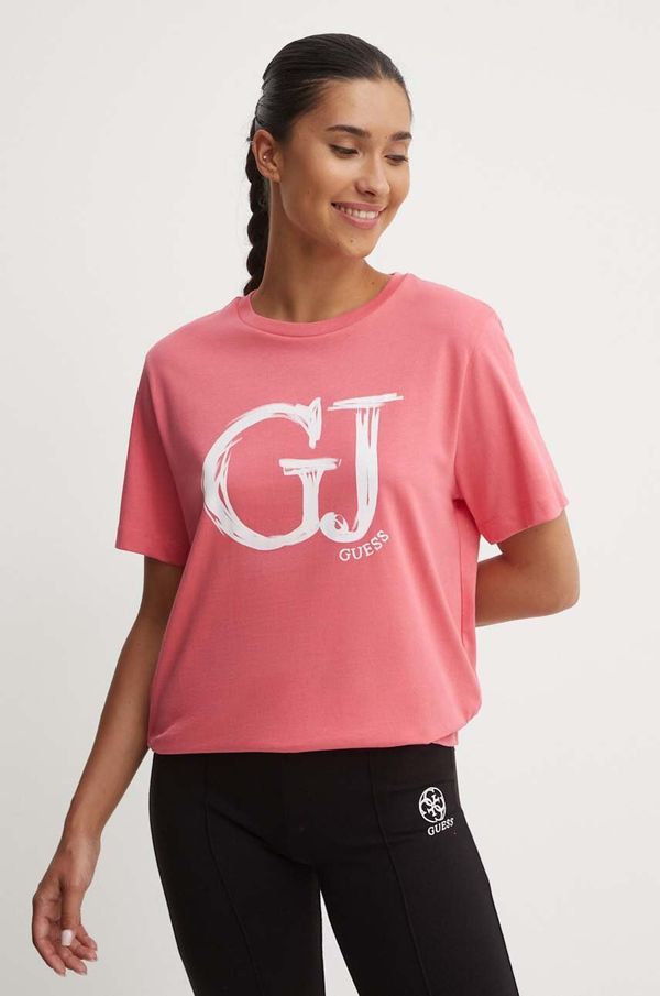 Guess Pamučna majica Guess SARA za žene, boja: ružičasta, V4YI01 K8FQ4