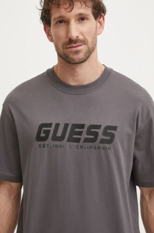Guess Pamučna majica Guess SURON za muškarce, boja: siva, s aplikacijom, Z5RI10 I3Z14