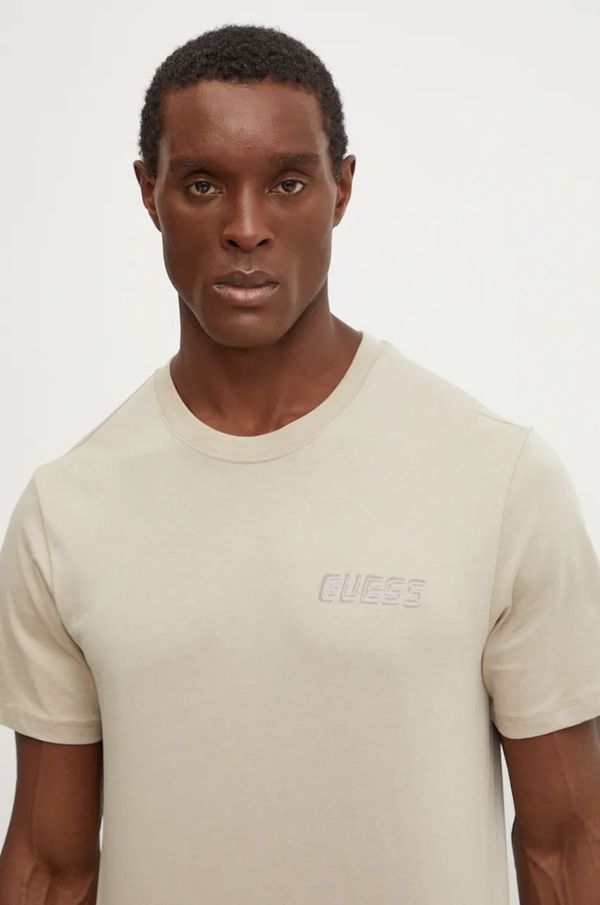 Guess Pamučna majica Guess THONY za muškarce, boja: bež, s tiskom, Z4YI02 I3Z14