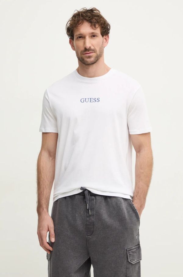 Guess Pamučna majica Guess za muškarce, boja: bijela, s tiskom, M5RI58 K9RM1