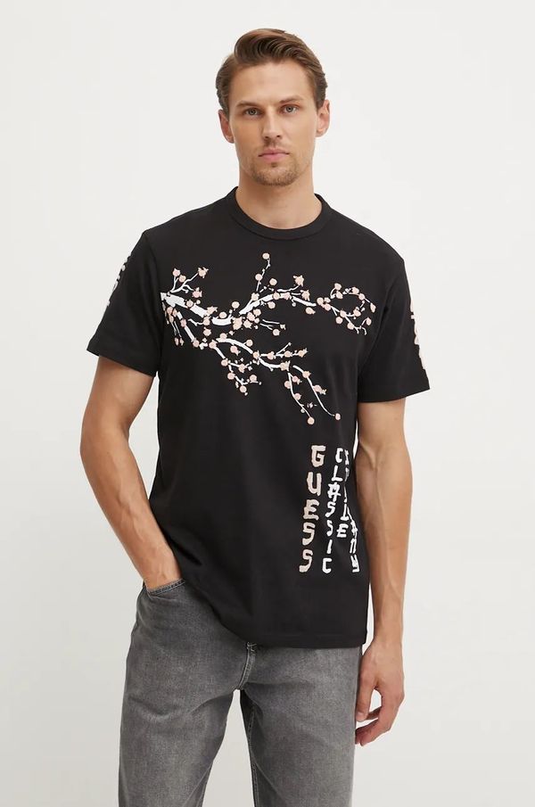 Guess Pamučna majica Guess za muškarce, boja: crna, s aplikacijom, M4BI23.K8FQ4
