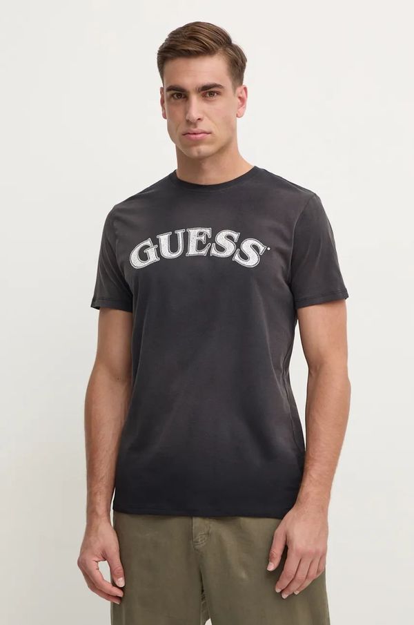 Guess Pamučna majica Guess za muškarce, boja: crna, s tiskom, M4BI04.K9RM1