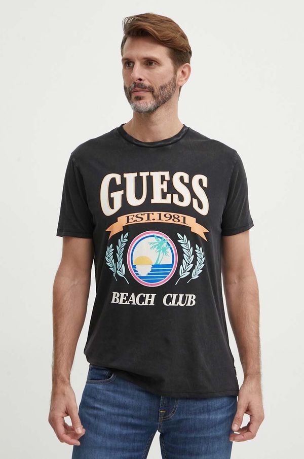 Guess Pamučna majica Guess za muškarce, boja: crna, s tiskom, M4GI57 K9RM1