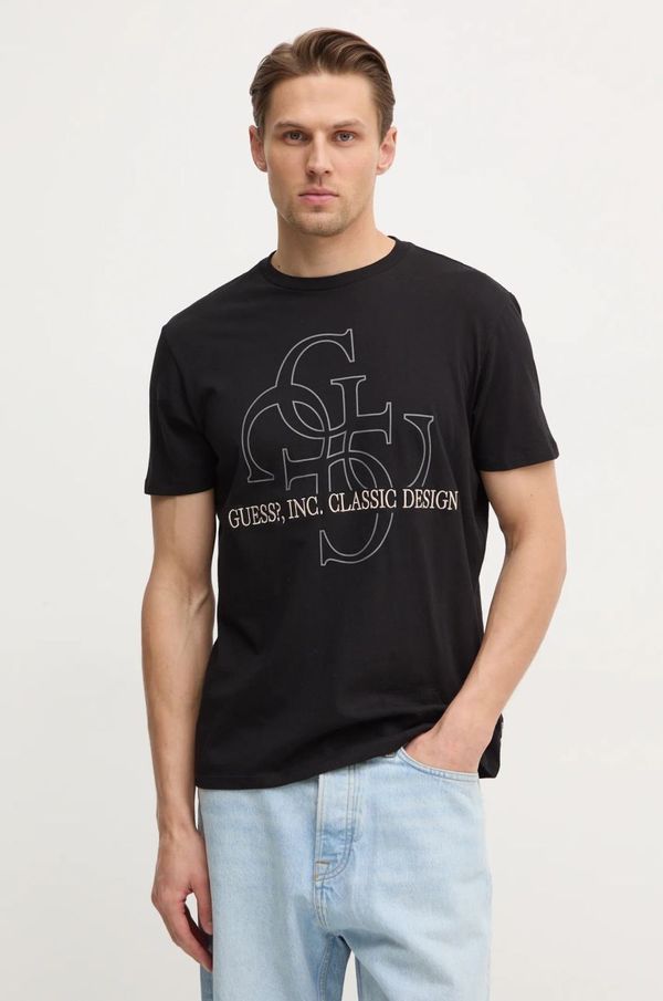 Guess Pamučna majica Guess za muškarce, boja: crna, s tiskom, M5RI59 K9RM1
