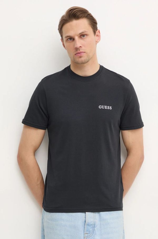 Guess Pamučna majica Guess za muškarce, boja: crna, s tiskom, U4BM03 KCAM1