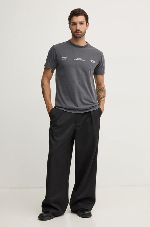 Guess Pamučna majica Guess za muškarce, boja: siva, s aplikacijom, M4YI25 K8FQ4