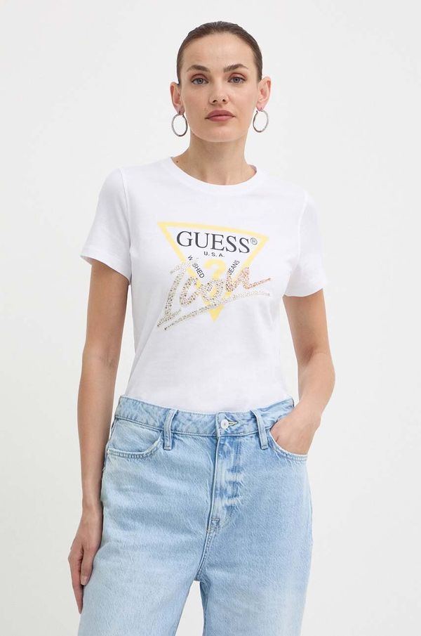 Guess Pamučna majica Guess za žene, boja: bijela, W4GI20 I3Z14