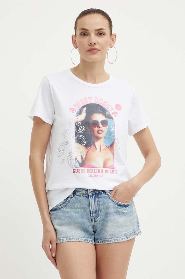 Guess Pamučna majica Guess za žene, boja: bijela, W4GI54 K9RM1