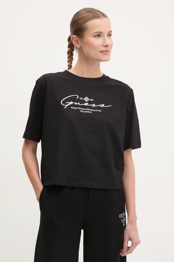 Guess Pamučna majica Guess za žene, boja: crna, V5RI12 I3Z14