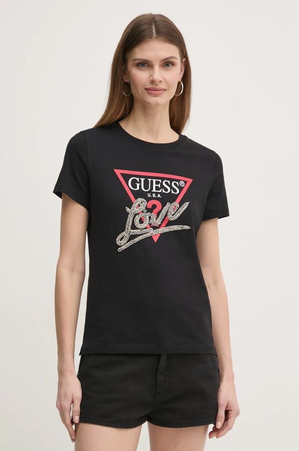 Guess Pamučna majica Guess za žene, boja: crna, W5RI10 I3Z14