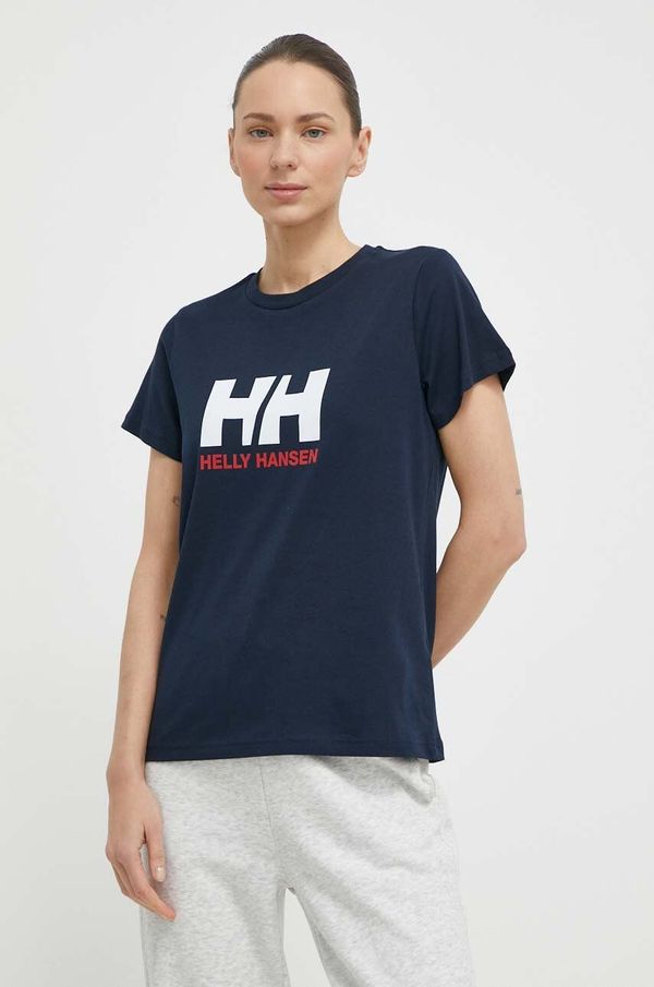 Helly Hansen Pamučna majica Helly Hansen za žene, boja: tamno plava