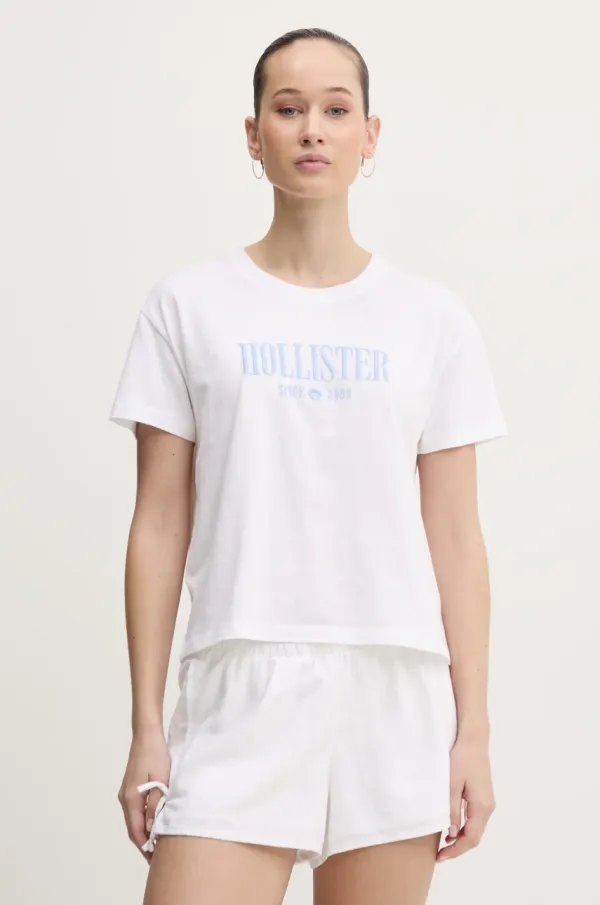 Hollister Co. Pamučna majica Hollister Co. za žene, boja: bijela, KI357-5000