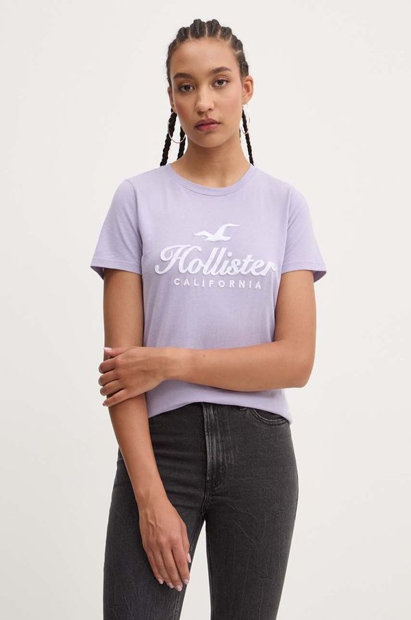Hollister Co. Pamučna majica Hollister Co. za žene, boja: ljubičasta, KI357-3295