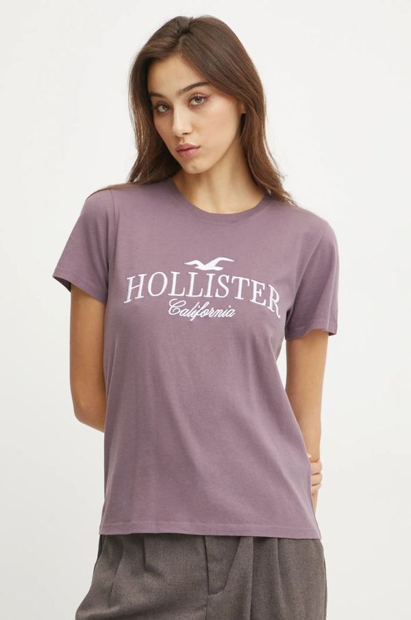 Hollister Co. Pamučna majica Hollister Co. za žene, boja: ljubičasta, KI357-4014