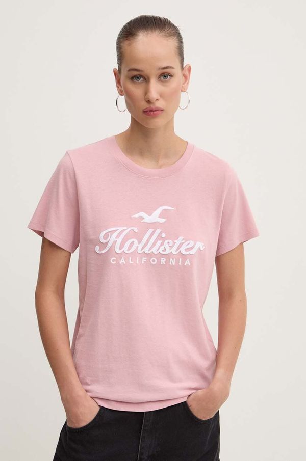 Hollister Co. Pamučna majica Hollister Co. za žene, boja: ružičasta, KI357-3284