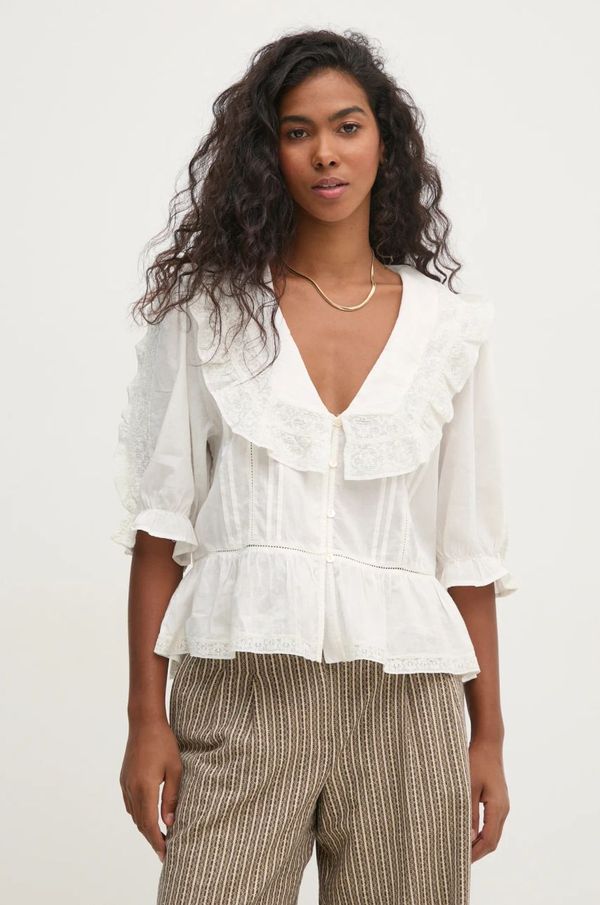 Hoss Intropia Pamučna majica Hoss Intropia za žene, boja: bijela, bez uzorka, 5878039