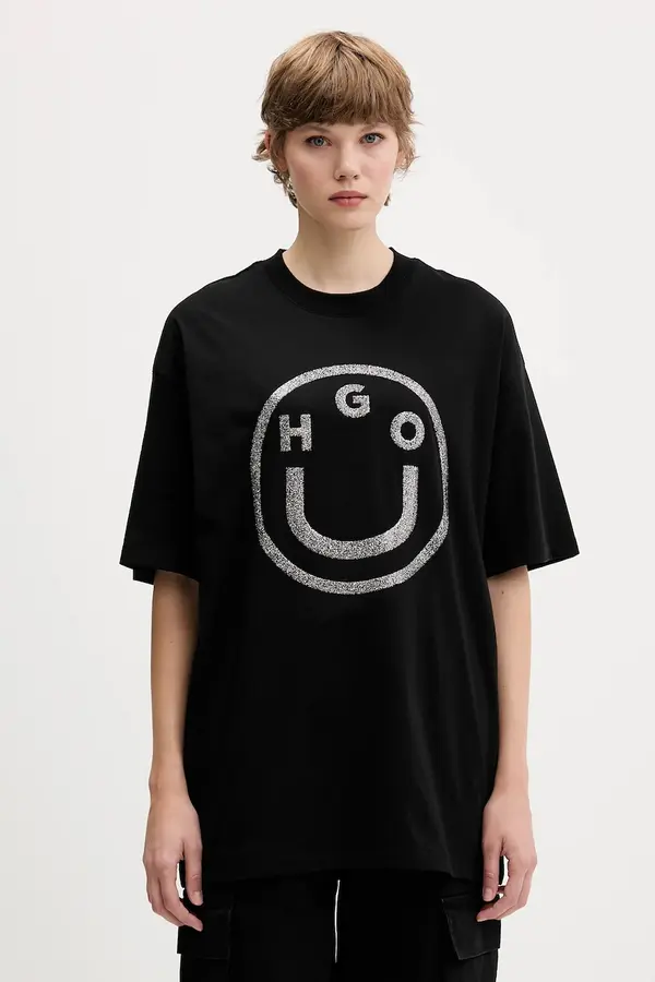 HUGO Blue Pamučna majica Hugo Blue  Oversized_tee_B_6