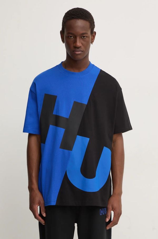 Hugo Blue Pamučna majica Hugo Blue za muškarce, boja: ljubičasta, s tiskom, 50521615