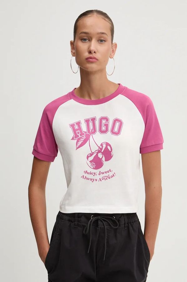 Hugo Blue Pamučna majica Hugo Blue za žene, boja: ružičasta, 50520318