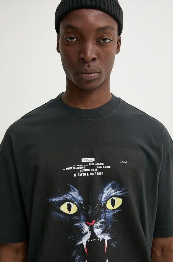 Hugo Pamučna majica HUGO za muškarce, boja: crna, s tiskom, 50530090