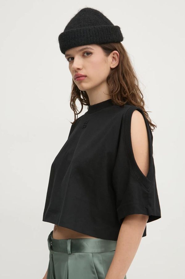 Hugo Pamučna majica HUGO za žene, boja: crna, 50530453