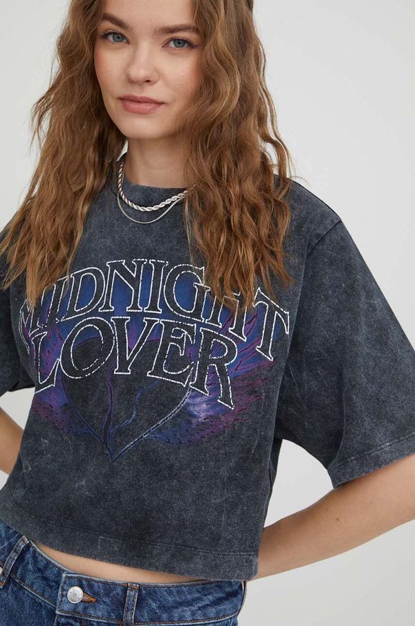 Hugo Pamučna majica HUGO za žene, boja: siva