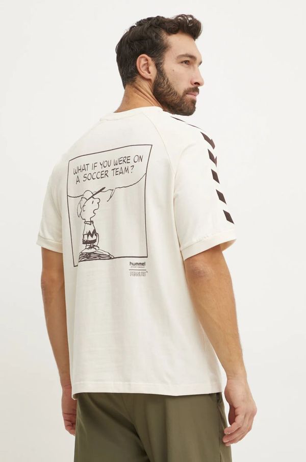 Hummel Pamučna majica Hummel Hummel x Peanuts boja: bež, s tiskom, 226105