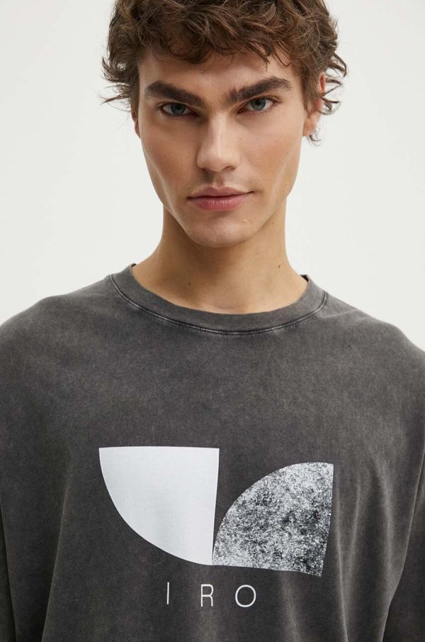 IRO Pamučna majica IRO za muškarce, boja: siva, s tiskom, MP19OURI