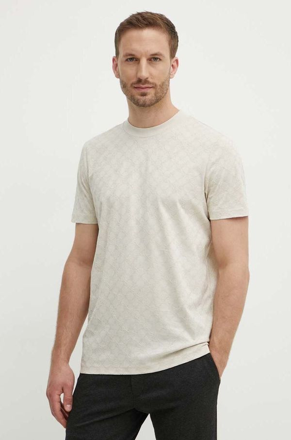 Joop! Pamučna majica Joop! za muškarce, boja: bež, s uzorkom, 30042885