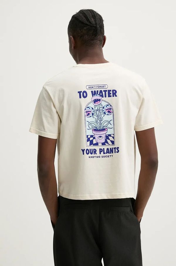 Kaotiko Pamučna majica Kaotiko boja: bež, s tiskom, AP027-01-M002