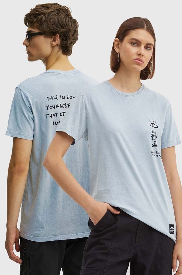 Kaotiko Pamučna majica Kaotiko boja: siva, s tiskom, AP047-01-G002