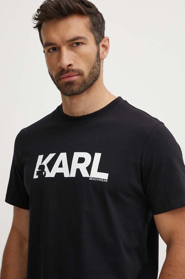 Karl Lagerfeld Pamučna majica Karl Lagerfeld boja: crna, s tiskom