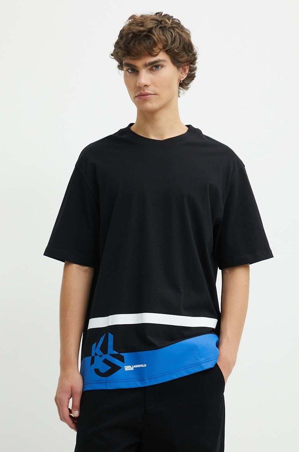 Karl Lagerfeld Jeans Pamučna majica Karl Lagerfeld Jeans za muškarce, boja: crna, s tiskom, 245D1702
