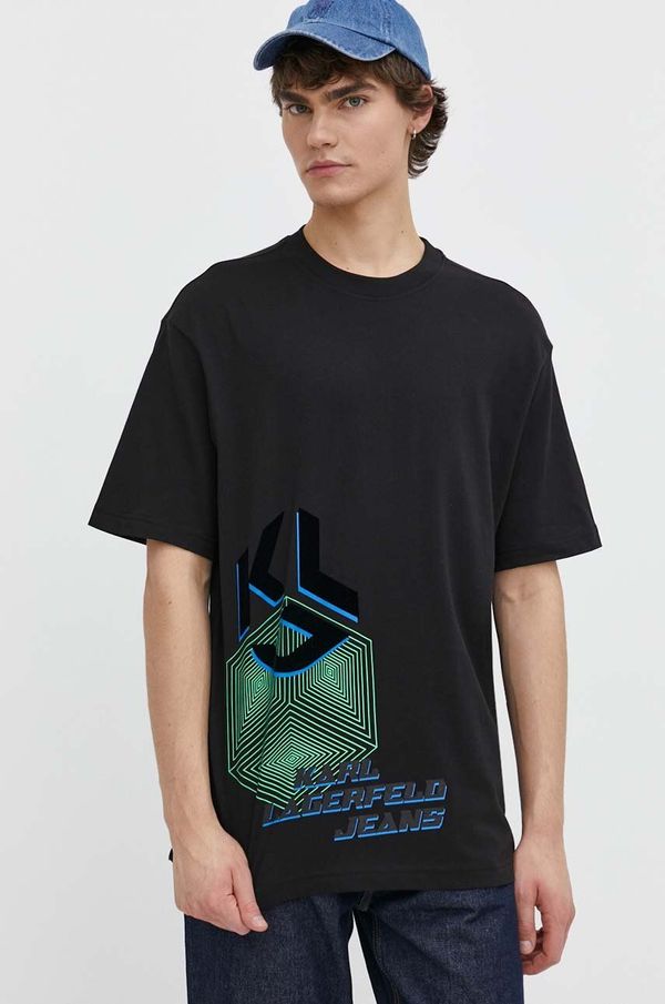 Karl Lagerfeld Jeans Pamučna majica Karl Lagerfeld Jeans za muškarce, boja: crna, s tiskom