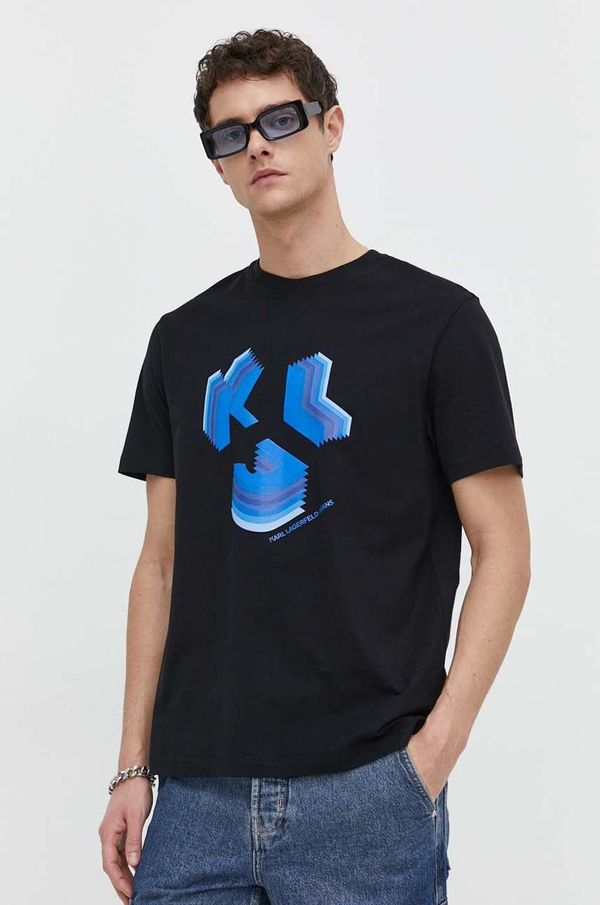 Karl Lagerfeld Jeans Pamučna majica Karl Lagerfeld Jeans za muškarce, boja: crna, s tiskom