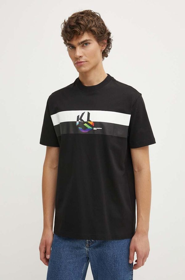 Karl Lagerfeld Jeans Pamučna majica Karl Lagerfeld Jeans za muškarce, boja: crna, s uzorkom, 245D1708